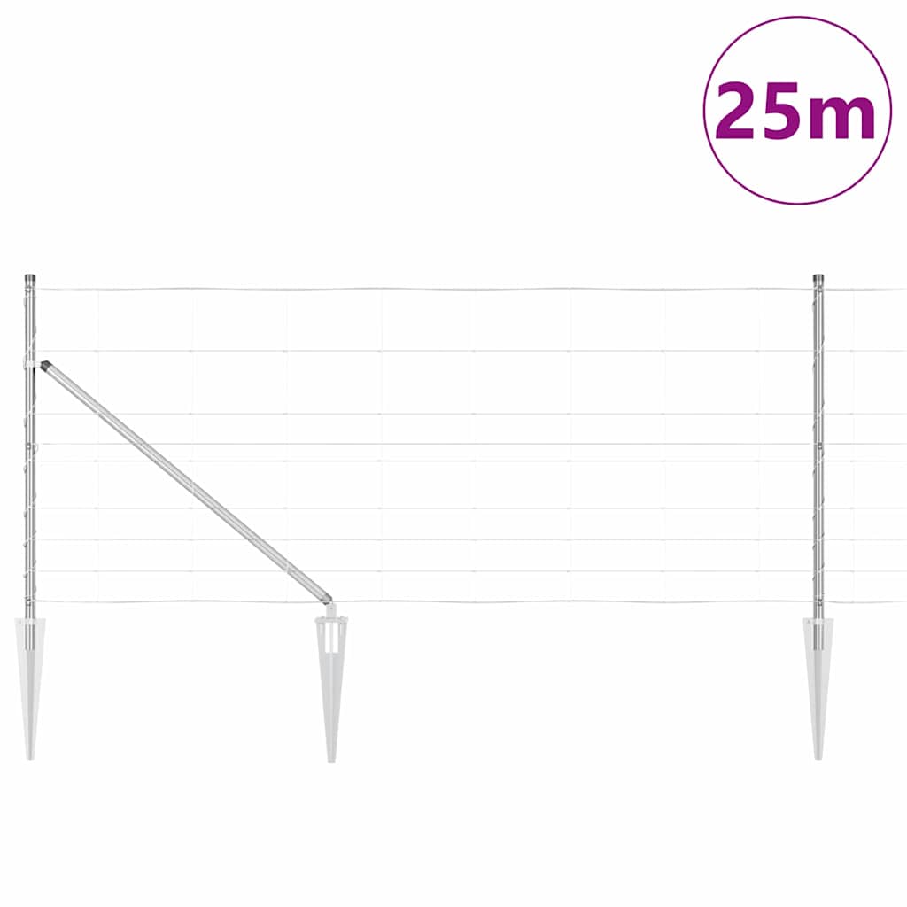 Wildzaun Silber 25 x 1 m Verzinkter Stahl